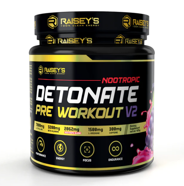Raisey's Detonate Nootropic Pre-workout Supplement 375g