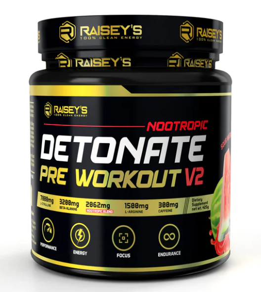 Raisey's Detonate Nootropic Pre-workout Supplement 375g